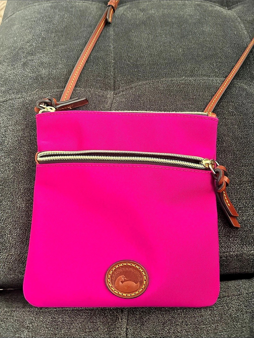 Dooney & Bourke Nylon North South Triple Zip Crossbody Bag in Pink